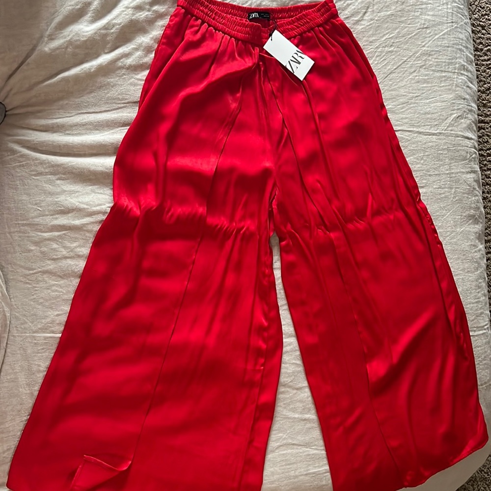 Zara wide leg red pants